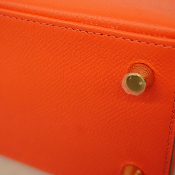 Hermes Handbag Kelly 25 X Vaux Epson Rouge Tomato Ladies - Picture 7 of 13